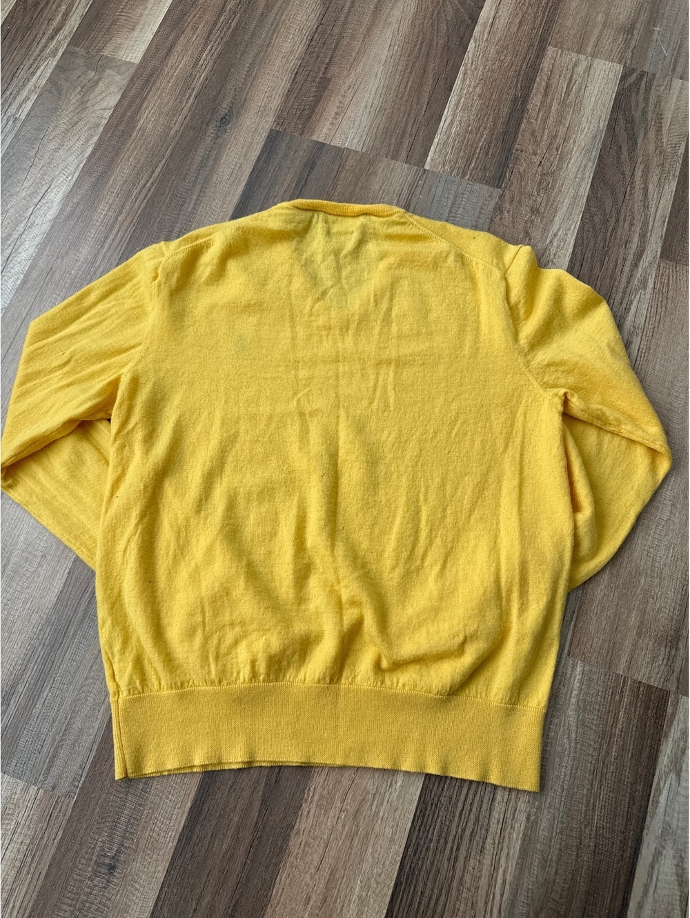 Polo Ralph Lauren Womens Large Merino Wool V Neck Sweater Yellow Pony - Picture 4 of 4